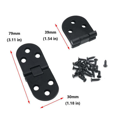 4 Pack Folding Flip Top Hinges For Sewing Tables 3.1 X 1.2 In Black Zinc Alloy, Heavy Duty, Opens 180 Degrees, Closes Flush, 55 Lb Weight Capacity, Includes Screws, Durable Table Extension Hardware; black hinge and screws, 79mm x 30mm