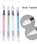 5 Piece Nail Art Sculpture Pen Set Dual Tip Silicone Tools for 3D design, showing colorful pens with dual silicone tips