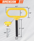 Beefy Half Inch By Three Inch Trailer Hitch Pin With Clip And Rubber-Coated Handle, Heavy-Duty Lawn Mower Hitch Pin For Mowers, Tractors, Trucks, Towing Cargo, ATV, 1500 Lbs Capacity, 0.5" x 3" pin