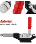 Heavy Duty Carbon Steel Push Pull Toggle Clamp With 42mm Stroke For Welding And Jig Fixtures Built Tough For Precise No Fuss Workholding Ergonomic Plastic Covered Handle Stable Lever Control Reducing Side Thrust, showing bolt and handle details