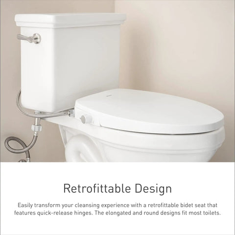 Standard Non Electronic Bidet Seat For Elongated Toilets With Dual Front And Rear Nozzles Water Pressure Control Soft Close Lid