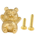 Gold Brass Panda Cabinet Handle With Funny Animal Statue Pull For Wardrobe Drawer Knob And Cupboard Dresser Hardware Suitable For Kitchen Renovation Projects, gold brass panda handle with screws