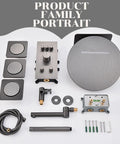 CUTPOIY Gray Shower System with Handheld Wall-Mounted Shower Faucet Set components, including showerheads and valves.