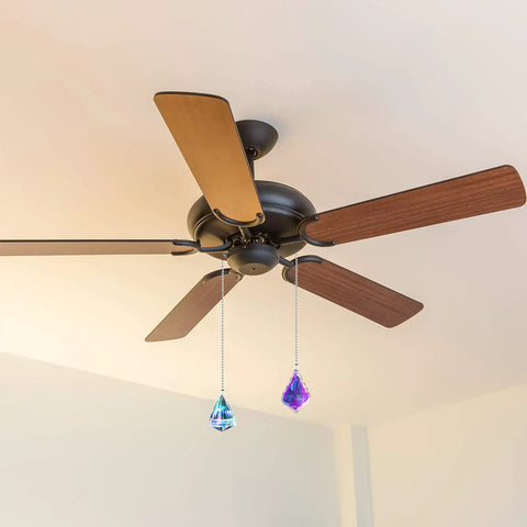 Crystal Rainbow Ceiling Fan Pull Chain Set 20 Inch Extensions With Ball Connectors 4 Pack Decorative Ornaments For Fans Durable Alloy Chain Shiny Crystal Look That Glams Up Your Space