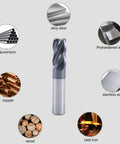 Carbide Square End Mill Bit, 4 Flute, 5/8 Inch Diameter, 1-1/4 Inch Flute Length, AlTiN Coated, surrounded by compatible materials