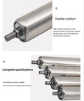 Heavy Duty Stainless Steel Unpowered Roller Conveyor 38mm showing flexible roller with bearings for smooth operation.