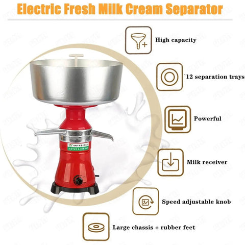 Electric Milk Cream Separator Workhorse with centrifugal design and stainless bowl