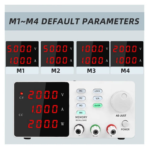 Pro-Grade Dual Display Digital Programmable DC Power Supply For Labs With Precision 1A Adjustable Output And 10A Current Capacity front view