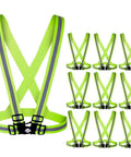 Legit Heavy Duty Hi Vis Safety Vest 10 Pack With Blazing Reflective Strips For Builders Runners And Drivers Adjustable Elastic Fit with reflective straps in bright yellow.