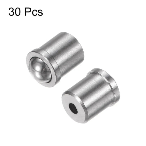 Dead On Precision 30 Pack 5X6MM 304 Stainless Steel Spring Loaded Ball Plungers ready for cabinet upgrades and repairs.