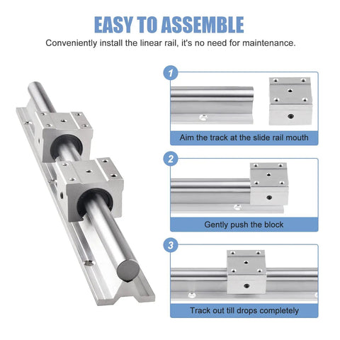 Premium SBR20 Linear Rail And Bearing Kit Two Pieces 1000mm installation guide showing assembly steps for smooth operation.