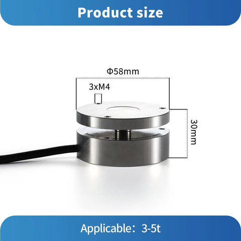 Load Cell Sensor For Tension And Compression Tests, 58mm Diameter, 0.2 Percent Accuracy, 0 To 50 Kg Range, Compact Workhorse Force Weight Pressure Sensor For Scales, Easy Install, 58mm x 30mm steel body