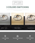 Dope 19 Inch Ceiling Fan With Lights Remote Control 3 Color Temperatures showing white, warm, and neutral light settings