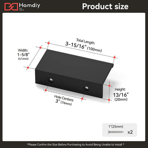 10 Pack Black 3 Inch Edge Finger Cabinet Pulls With 76mm Center To Center 120mm Overall Length 20mm Height And 40mm Width Aluminum Alloy Hardware