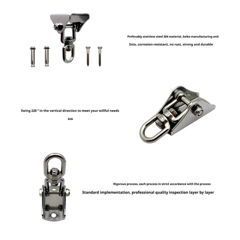 Ultra Strong 1000 Lb 304 Stainless Steel Swivel Hook With 360 Degree Rotation And Four Mounting Screws For Wall Or Wood Mounts