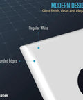 Close-up of Durable White Duplex Outlet Covers 10 Pack Wall Plates, showing gloss finish and rounded edges.