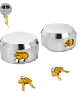 Puck Lock Hidden Shackle Padlock 2 Pack for Trailers and Storage 2 7 Eighths Inch Heavy Duty Padlocks With Keys shown.