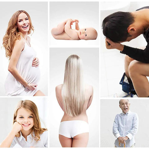Collage of diverse people symbolizing uses for Portable Travel Electric Bidet Bottle Sprayer for personal hygiene and baby care.