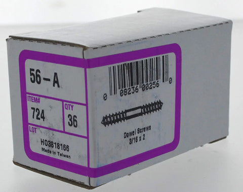 Box of Heavy Duty Zinc Plated Carbon Steel Double End Dowel Screws 3 16 X 2 Inch for wood furniture builds.