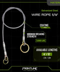 Lightweight Portable 4 Foot Wire Rope Choker Anchor For Fall Protection, Galvanized Steel with PVC coating, 5/16 inch