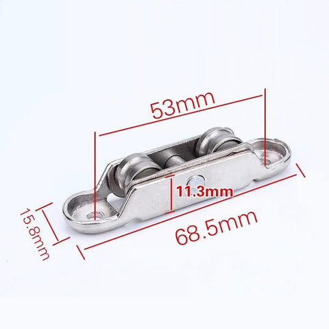 Rock Solid Double Wheel Sliding Window And Patio Door Rollers With Screws thickened rustproof build, 68.5mm by 15.8mm size shown