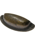 A single flat bronze vintage farmhouse cup pull handle for cabinets, part of an 8 Pack 3.5 Inch Center set with screws included.