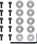 Top Mounted Router Bit Bearing Kit, 10 Pc Set, carbide bearings, set screws, hex keys, inner 3/16 inch, outer 3/8 inch, replacement