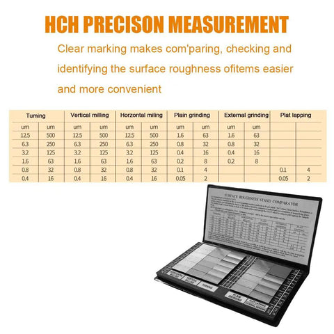 Ra0.05 to Ra12.5 Micrometer Surface Roughness Comparator Kit With 30 Specimens for Machinists and Metrology Pros - Pro-Grade Finish Gauges for Quality Control, Precision Machining, and Surface Texture Testing, open case with specimen blocks