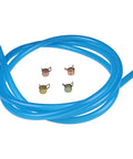 Blue Fuel Line Kit With Clamps, 7 Foot Total Length, Inner Diameter One Quarter Inch, Outer Diameter Three Eighths Inch