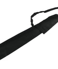 Two Tone Black And White Cloth Sword Bag with Adjustable Shoulder Harness shown in black with back strap