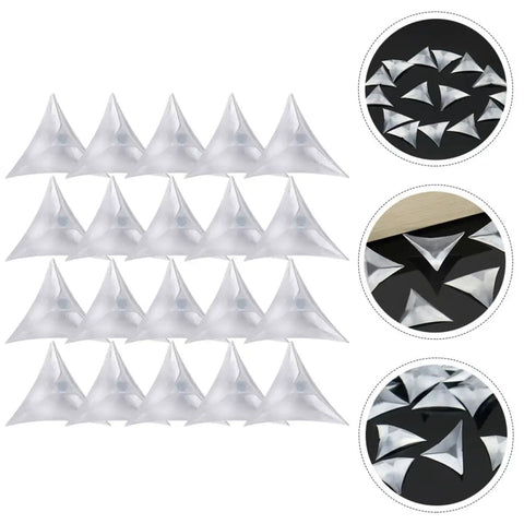 Triangular Corner Protectors For Furniture And Drawers, 400 Count Clear Dust Guards, Safe Melamine Material displayed in a set.