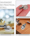 Close-up of Tough As Nails Zinc Alloy Shelf Pegs for cupboard installation in three-step guide.