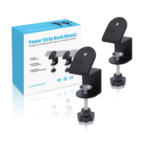 One Hand Access Desk Edge Power Strip Clamp Mount Space Saving Cable Organizer Holder with packaging