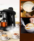 Semi Automatic Espresso Coffee Machine For Home And Office, No Fuss Capsule Compatible, Compact All In One Household Appliance With Easy Grip And Fast Steam in kitchen setting.