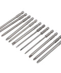 Rock Solid 12Pcs Screwdriver Bit Set With S2 Alloy Steel Phillips And Slotted Tips For Power Drills Manual Tools Heavy Duty Hardware Precision Bits, 100mm