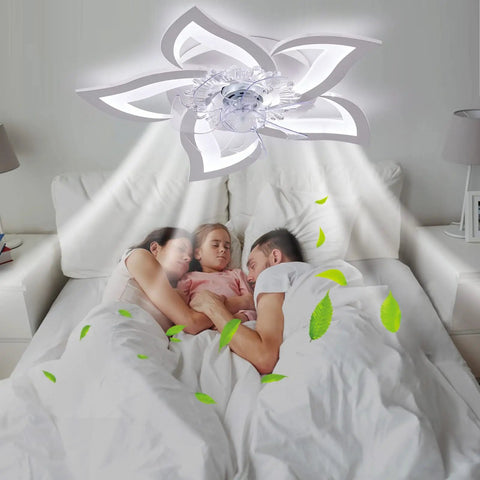 Family sleeping under Dope Modern Ceiling Fan With Lights Remote Control 50W 3 Color Temperatures 6 Speeds 27 Inch Quiet Ceiling Light