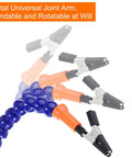 Pro Soldering Helping Hands Clamp Stand with flexible gooseneck arms and rotatable alligator clips in motion, blue color