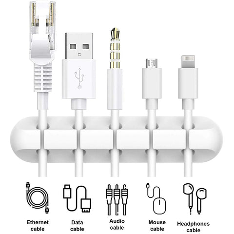 White Cable Clips Cord Organizer Set 2 Pack Wire Management Clips For Desk Car Home Office USB Cable Holder with cables