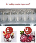 Portable Countertop Ice Machine Fast Self Clean Compact Ice Maker For Home Parties Kitchen Bar showing various ice cube sizes.