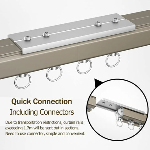 Heavy Duty Aluminum Sliding Barn Door Track System Five Feet Long showing quick connection with included connectors.