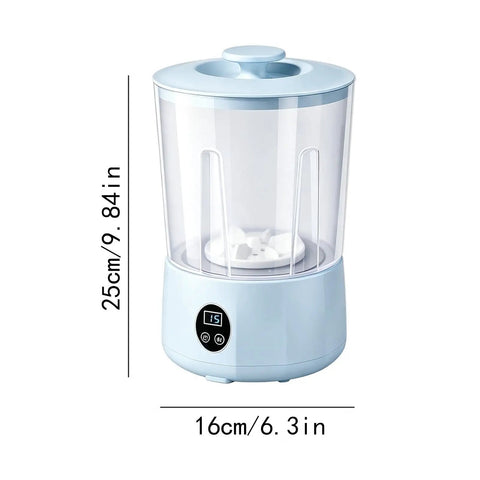 Solid Mini Portable Washing Machine With Three Speed Gears For Effortless Underwear And Sock Cleaning An Easy Peasy Game Changer For Dorms Apartments And Travel, featuring a blue color and clear container.