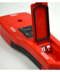 Close-up of Badass Multifunctional Stud Finder Wall Scanner and Electrical Pipe Detector with battery compartment visible.