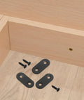 Heavy Duty Black Flat Metal Corner Shelf Brackets Set 20 Pack, screws on wood surface for furniture and bed frames support.