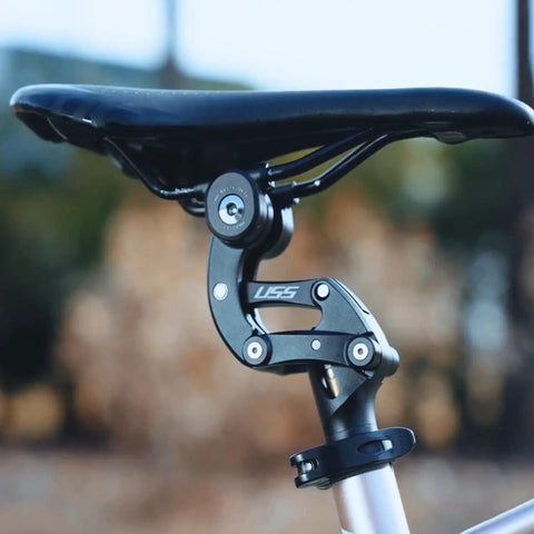 Close-up of Suspension Seatpost For E Bikes And Heavy Riders With Four Link Parallelogram System Delivers Extra Soft Cushioned Rides 33.9mm