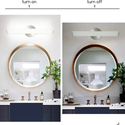 Turned on and off LED Vanity Light 12W 1200LM For Bathroom Mirror Makeup Front Wall Fixture 4000K Natural White Slim 17.3 Inch
