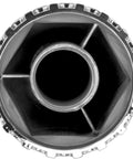 Top view of 33mm Lug Nut Covers For Semi Trucks Chrome Spike Type Flanged Screw On 4.75 Inch Height Durable ABS Lug Nut Caps Kit