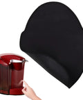 Slick Slide Mat For Keurig K Classic Coffee Maker Slider Pad Mover Extender Tray, black mat beside a red coffee machine.