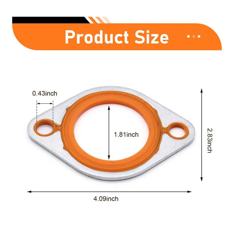 Heavy Duty Thermostat Water Neck Housing Gasket With 1/8 Inch Alloy Carrier And Silicone Seal Spacer For Chevy SBC BBC V8 Engines 265 To 500 CID dimensions showing 4.09 inch size
