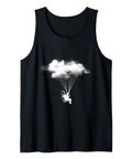Powered Paragliding Paramotor Tank Top For Paraglider Enthusiasts, Lightweight Black with Cloud and Paraglider Design