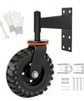 Hella Sturdy 8 Inch Gate Wheel To Fix Sagging Wood And Metal Fences With 600 Lb Swivel Capacity, black rubber tire and mounting hardware included.